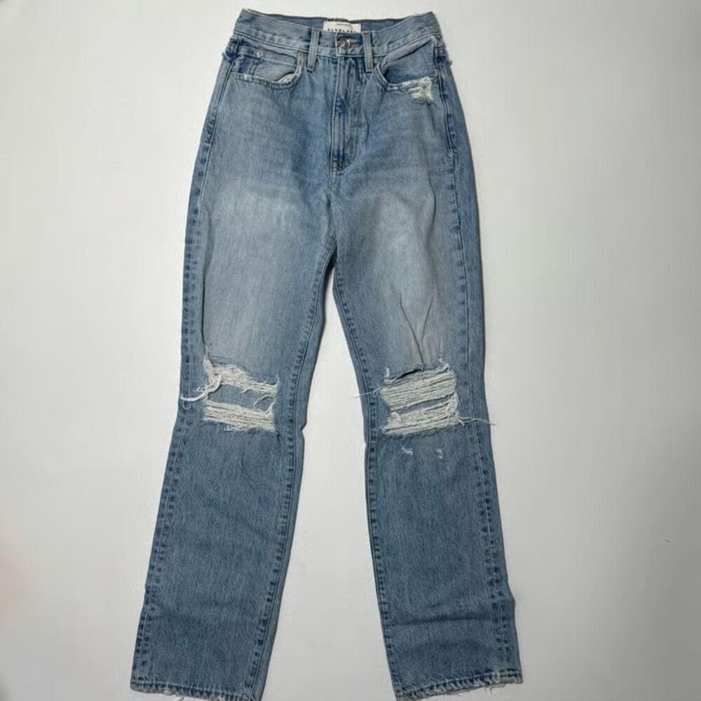 SLVRLAKE High Rise Straight London Distressed Jeans